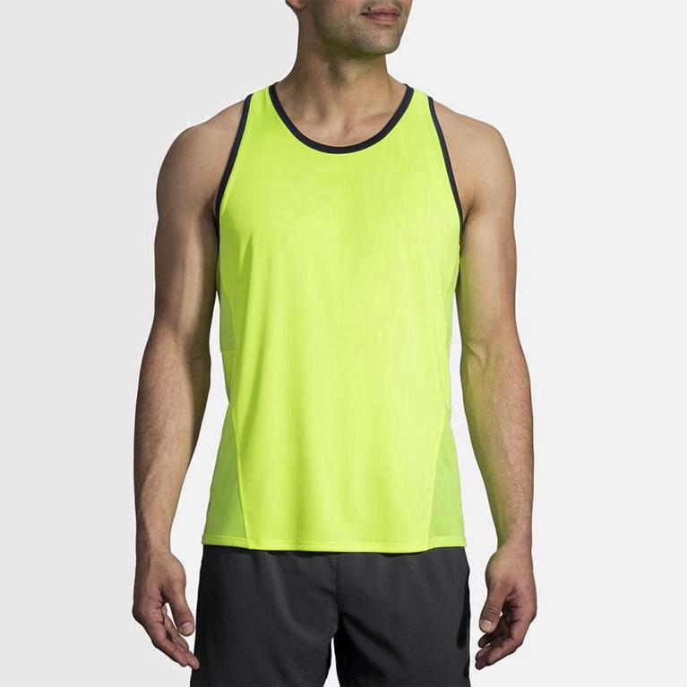 Brooks Stealth Men's Running Tank Top UK Clearance - Yellow (DMXVP7039)